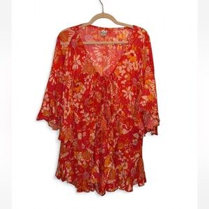 Angel Biba pink cinch waist floral romper